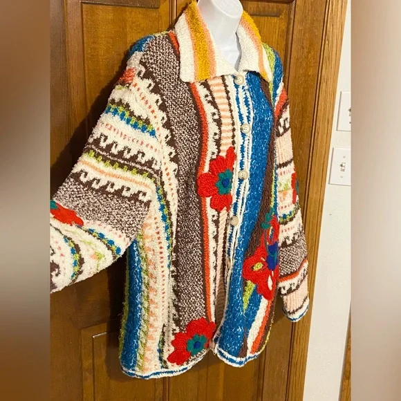 Free People “Terry Towel Cardi” Chunky Button Up RARE Size Small - Picture 7 of 16